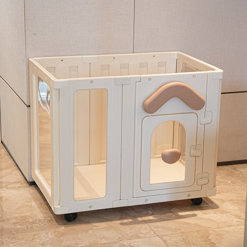 Movable Pet Fence, Transparent Dog Fence, Indoor Household Mobile Fence, Small Dog Resin Dog House, Dog Cage