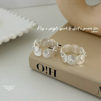 999 pure silver handmade brushed ping an bronze drum open silver ring