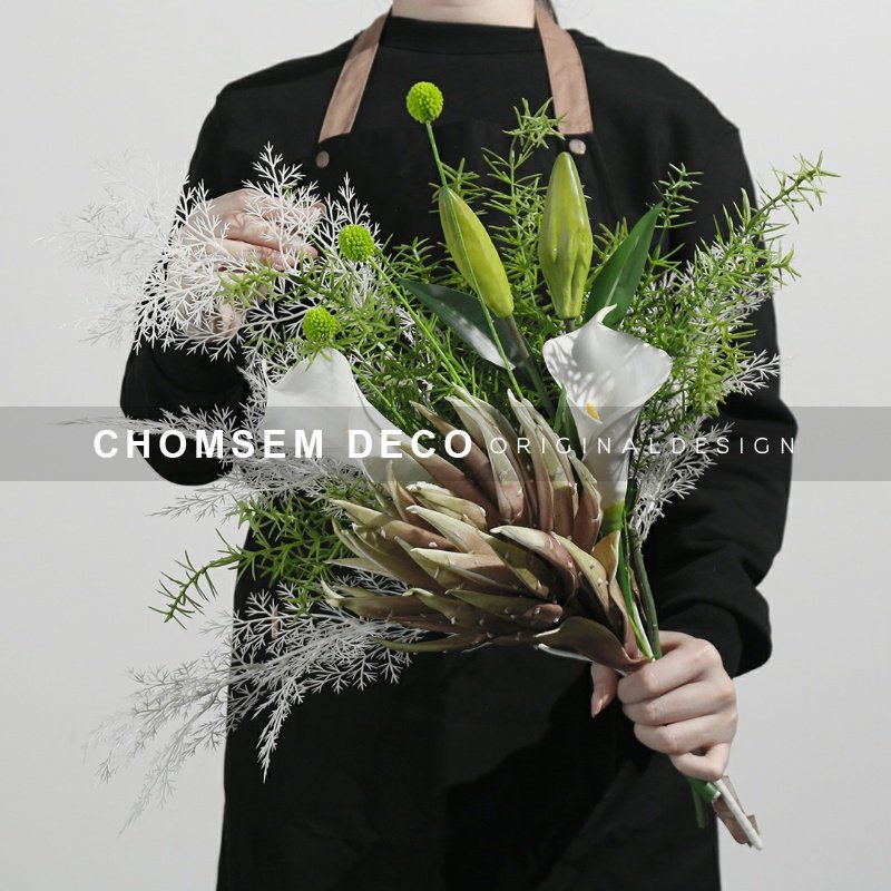 Modern Home Soft-mounted Living-room Flower Arrangement Dry Flower Emulated Floral-Like Cupola Light Extravagant Table Flower Bouquet Floral Decoration Pendulum