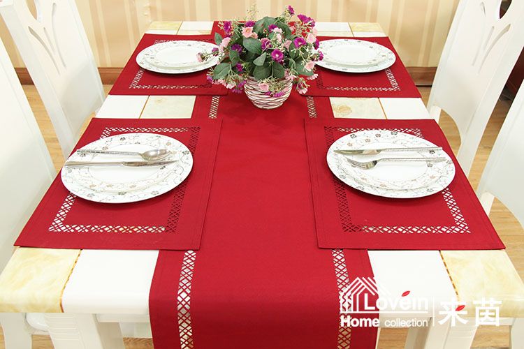 Để Yin placemats thời trang rỗng giả lụa vải bảng bảng vải Á hậu đơn giản và hiện đại màu đỏ, đen và xanh màu tùy chọn - Khăn trải bàn khăn bàn tròn