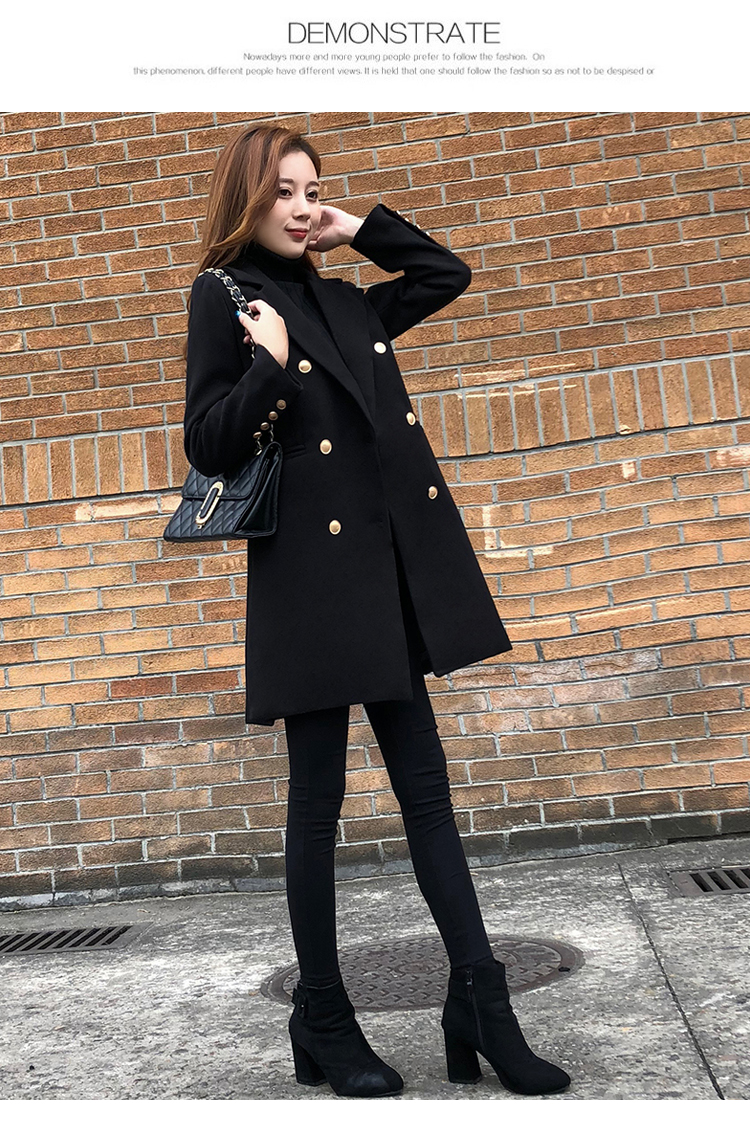 Áo len đen nữ dài phần phiên bản Hàn Quốc của mùa đông mới Hepburn gió dày lên phổ biến áo khoác len lỏng thủy triều - Accentuated eo áo áo măng tô nữ dáng dài