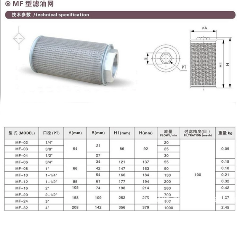 Bộ lọc dầu thủy lực bộ lọc hút JL/MF-04/06/08/10/12 bộ lọc dầu thủy lực bộ lọc dầu