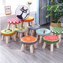 Solid Wood small stool fashion small bench creative round stool low household shoe stool childrens sofa stool cloth small chair