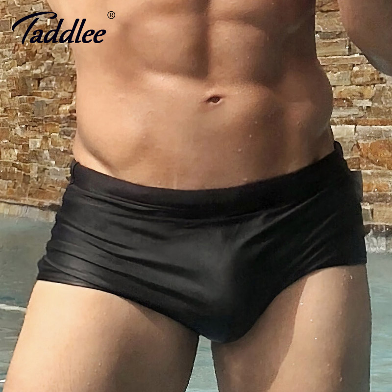 TADDLEE swimming trunks men Flat angle fashion professional solid color swim trunks quick dry sexy hot spring triangle adult swimsuit