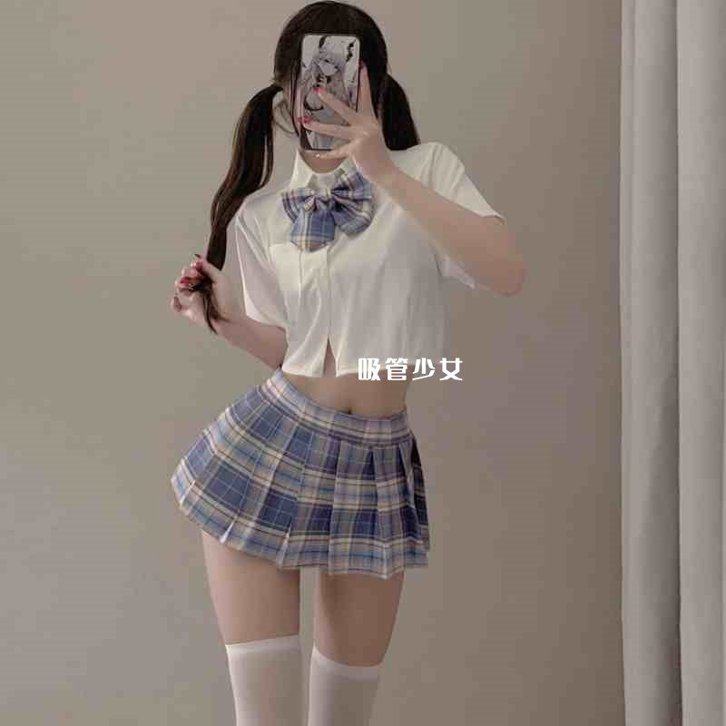 Sexy Japanese-Style Academy Style Jk Shirt and Plaid Pleated Skirt Set, Pure and Innocent Student Outfit, Female Group Influencer Dress Sexy Japanese-Style Academy Style Jk Shirt and Plaid Pleated Skirt Set, Pure and Innocent Student Outfit, Female Group Influencer Dress