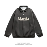 Ретро лонгслив для отдыха, футболка polo, рубашка, толстовка для влюбленных, в американском стиле, с вышивкой, оверсайз