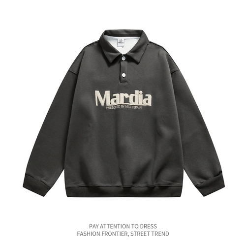 Ретро лонгслив для отдыха, футболка polo, рубашка, толстовка для влюбленных, в американском стиле, с вышивкой, оверсайз