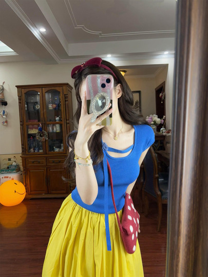 Falda bonita estilo Blancanieves de Disney, traje de temperamento, vestido de gama alta para mujer, verano 2025