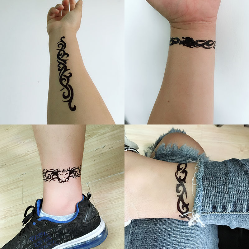 纹身贴男持久女防水花臂图腾刺青仿真脚脖贴纸肩膀脚环贴花新款