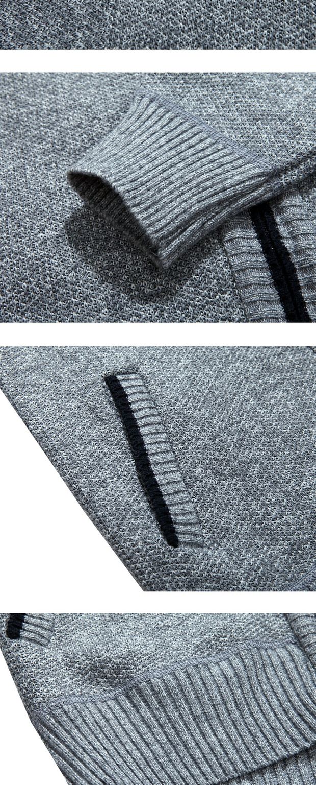 Áo len nam Sola jeep trung niên cộng với nhung dày mùa đông ấm áp áo len dệt kim dây kéo cao cổ lỏng hoodie nam
