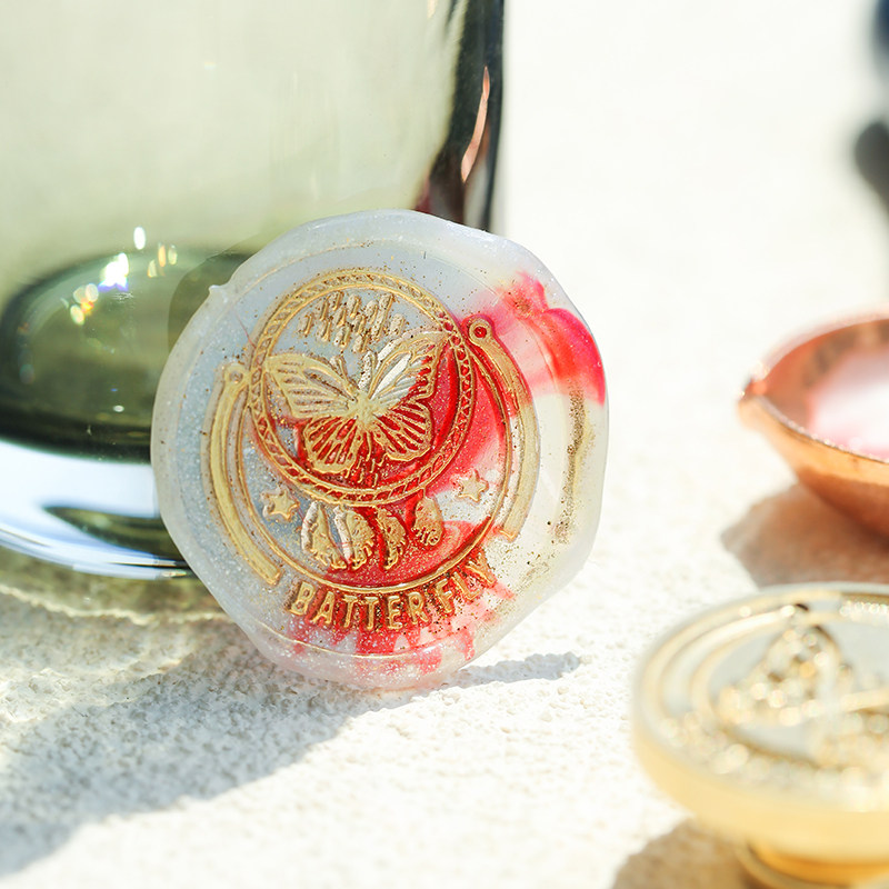 Shaped Butterfly Fire Paint Seal Copper Head Retro Fire Paint Seal Envelope Seal Invitation Card Pocket Fire Paint Seal Chapter Head