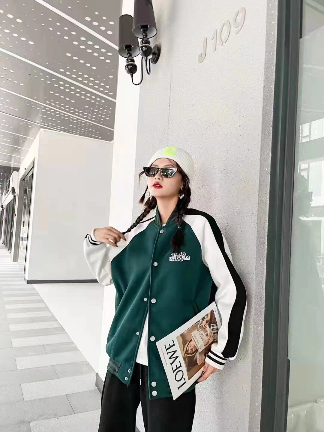 Collision Color Splicing Baseball Suit Women's Spring Autumn 100 Hitch Loose Korean Version Bf Casual American Retro Jacket Jacket-ins Chains 