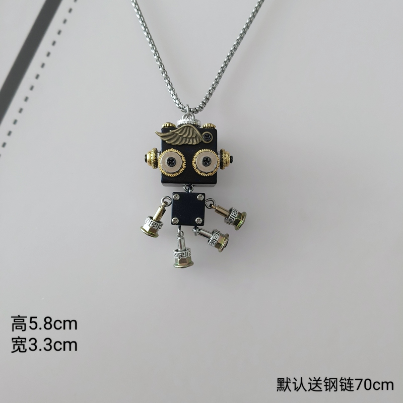 [Resin] Cross-Border Handmade Creative Steampunk Robot Necklace Trendy Pendant Gift 009