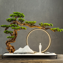Simulation fake welcome pine ornaments Wrought iron bonsai entrance Hotel club Cliff Cypress rockery decoration Zen New Chinese style