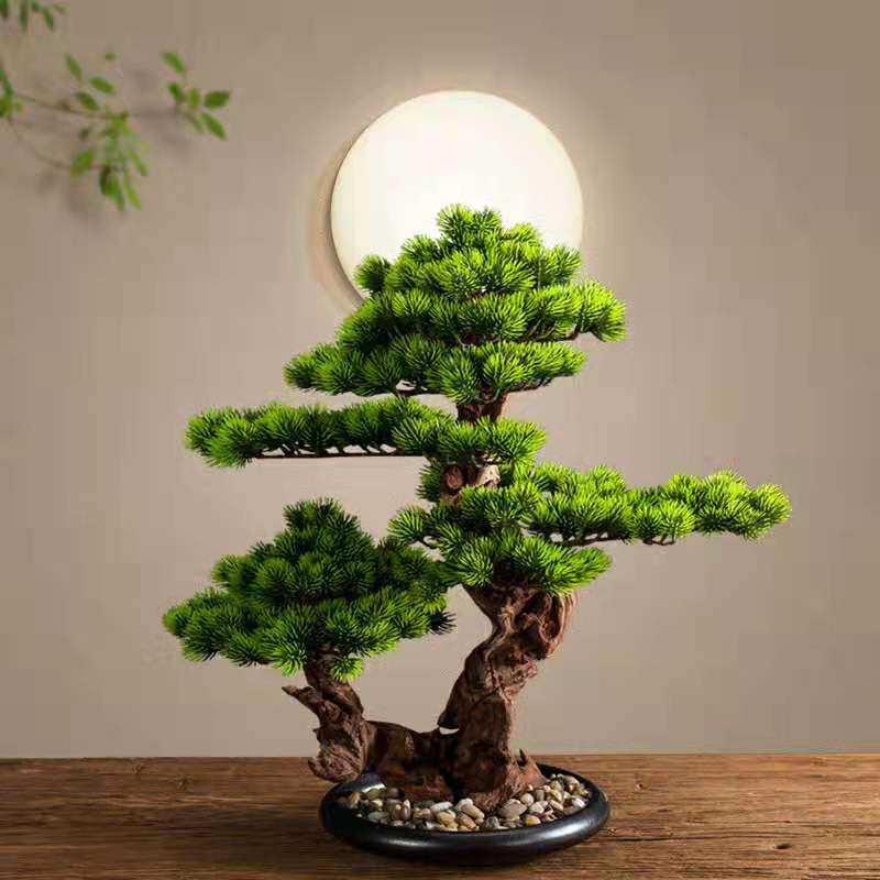 Chinese-style simulation welcome pine guest fake tree anti-real plant hall decoration TV cabinet potted desktop porch bonsai decoration