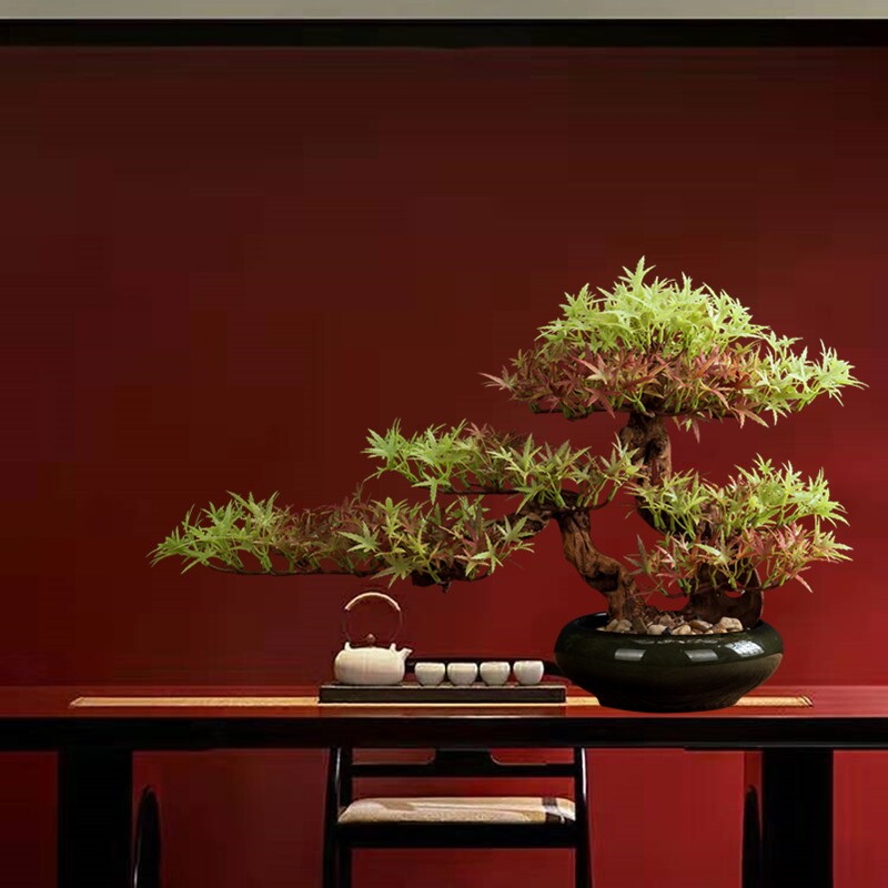 Living room solid wood simulation welcome pine hotel desktop porch green plant fake pine pomohan pine bonsai decorative decoration