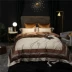 Bộ đồ giường bốn mảnh cotton satin đơn giản dài ghim nối bốn mảnh Bộ đồ giường cao cấp không khí kiểu mẫu phòng bốn mảnh bộ đồ - Bộ đồ giường bốn mảnh Bộ đồ giường bốn mảnh