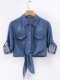 搭配连衣裙春夏薄牛仔小披肩女短款上衣打结中袖小外套开衫防晒衣