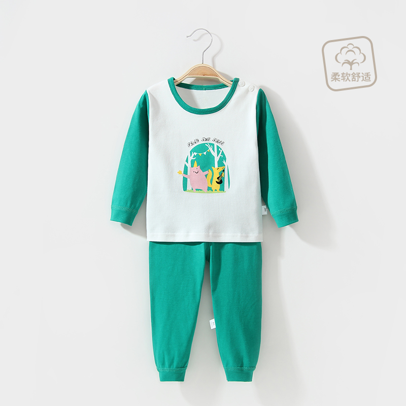 Bé quần áo mùa thu mùa thu quần bộ cotton 0-1 tuổi 3 tuổi trẻ em đồ lót bé trai bé gái pajama nhà điều hòa không khí quần áo.