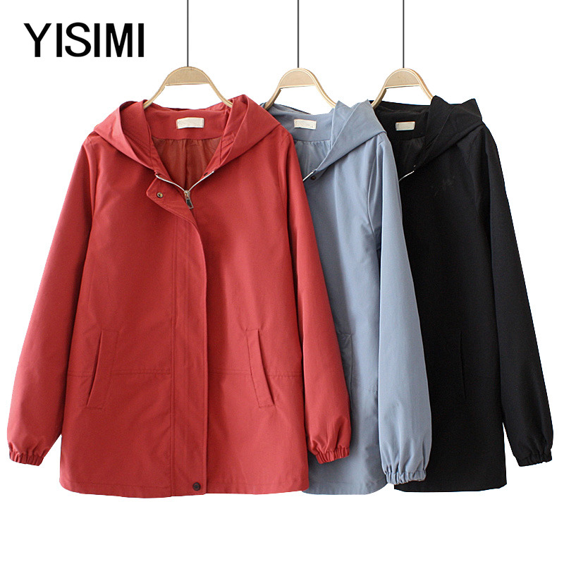 2020 Spring and Autumn New Middle - size old woman clothing coat fat mother middle - long version loose hood long sleeve tops woman