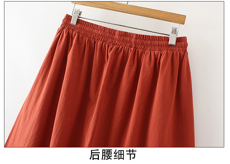 Trung niên và già cộng với phân bón XL Phụ nữ mới béo mẹ chất liệu cotton và vải lanh thêu rộng chân rộng tám quần ông già - Quần áo của mẹ áo thun trung niên