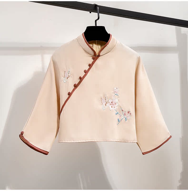 Phong cách Trung Hoa của phụ nữ retro ăn mặc hai mảnh nữ phong cách Trung Quốc Hanfu phiên bản cải tiến của bộ đồ Tang cổ phong cách phù hợp với mùa hè - Váy eo cao 	váy body nhún eo
