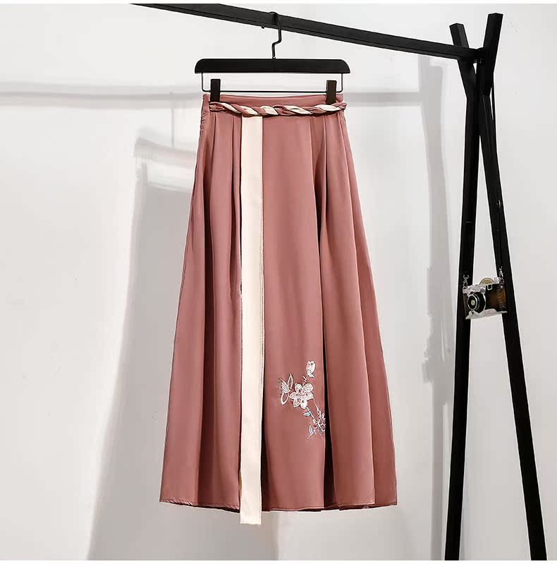 Phong cách Trung Hoa của phụ nữ retro ăn mặc hai mảnh nữ phong cách Trung Quốc Hanfu phiên bản cải tiến của bộ đồ Tang cổ phong cách phù hợp với mùa hè - Váy eo cao 	váy body nhún eo
