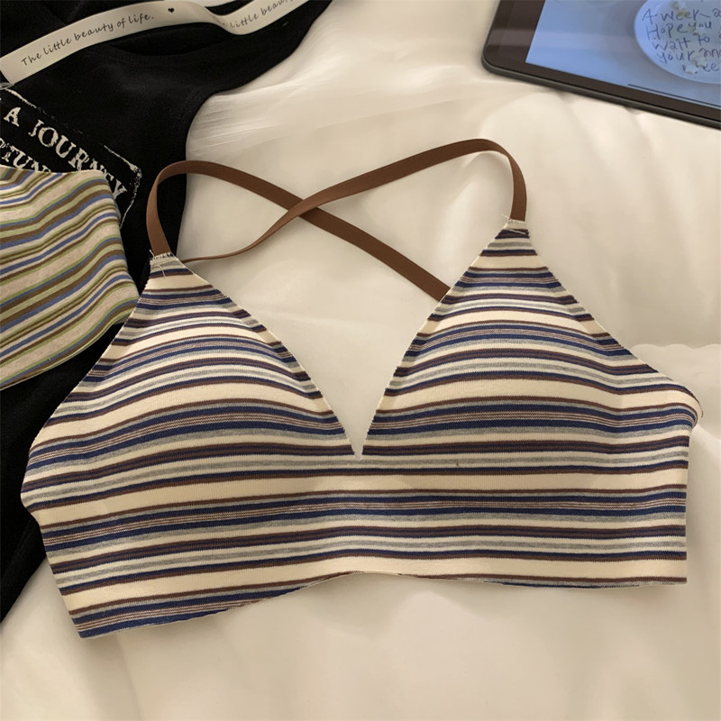 My Own Style【Summer Edition】American-Style Striped Color-Blocked Women's Underwear Wireless Bra My Own Style【Summer Edition】American-Style Striped Color-Blocked Women's Underwear Wireless Bra