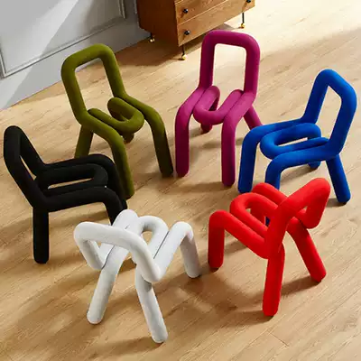 Simple wrought iron Nordic shaped chair girls cute bedroom creative net red backrest single stool ins Nordic dining chair