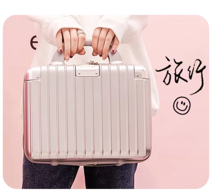Phiên bản Hàn Quốc của vali mỹ phẩm dễ thương thời trang vali retro túi trang điểm cưới mini vali tươi 14 inch nữ - Va li