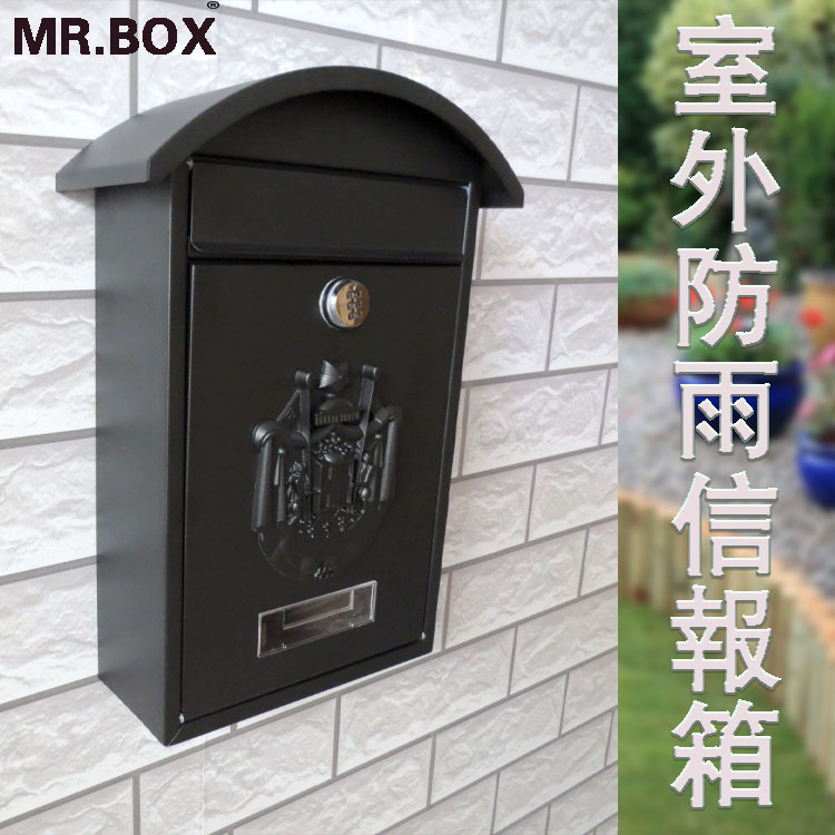 Simple European-style small letter box family unit suggestion box outdoor wrought iron decoration hanging wall rainproof password letter box