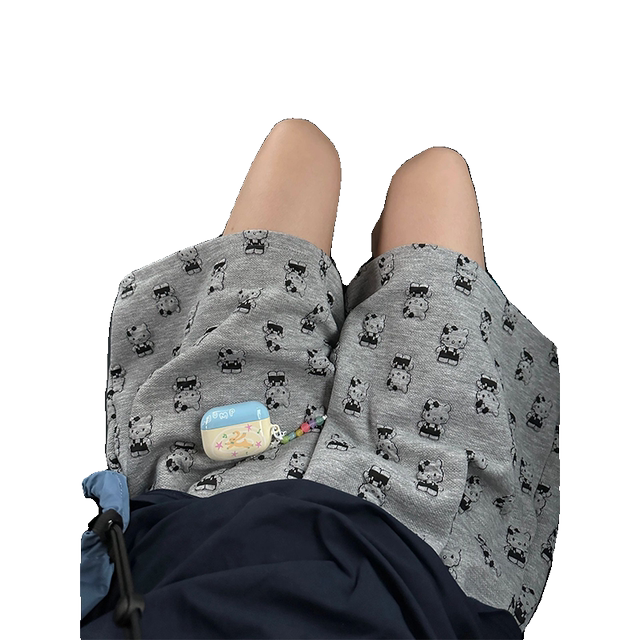 Cartoon cat printed shorts pajama pants women's summer 2023