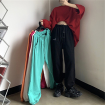 Super hot cec sports casual pants womens Korean version of high-waisted drape-feeling beam pants students loose slim Harem pants