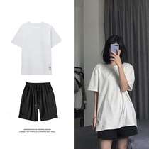 ins hyperfire net red harbor wind suit female summer Korean version tide short sleeve shorts student loose sport leisure two sets