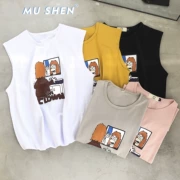 Mùa hè không tay áo thun nam in triều thương hiệu cá tính nam xu hướng hip hop gió lỏng áo vest thể thao - Áo vest cotton