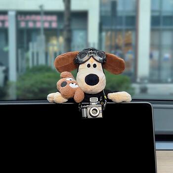 Genuine head dog car interior decorations, cute central control screen, car decorations, car dolls, dolls