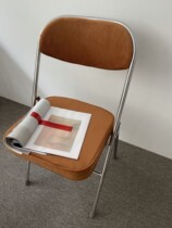 DPstudio Medieval Classic Steel Pipe Folding Chair Vintage Vintage Wind Light Core Suede Residential Photography Base