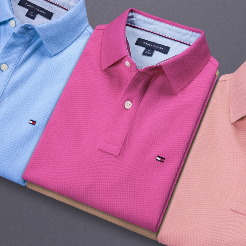2026 New Product North American Genuine Tommy Polo Shirt Short-Sleeved Men's Pure Cotton Lapel Loose Summer Large Size T-Shirt