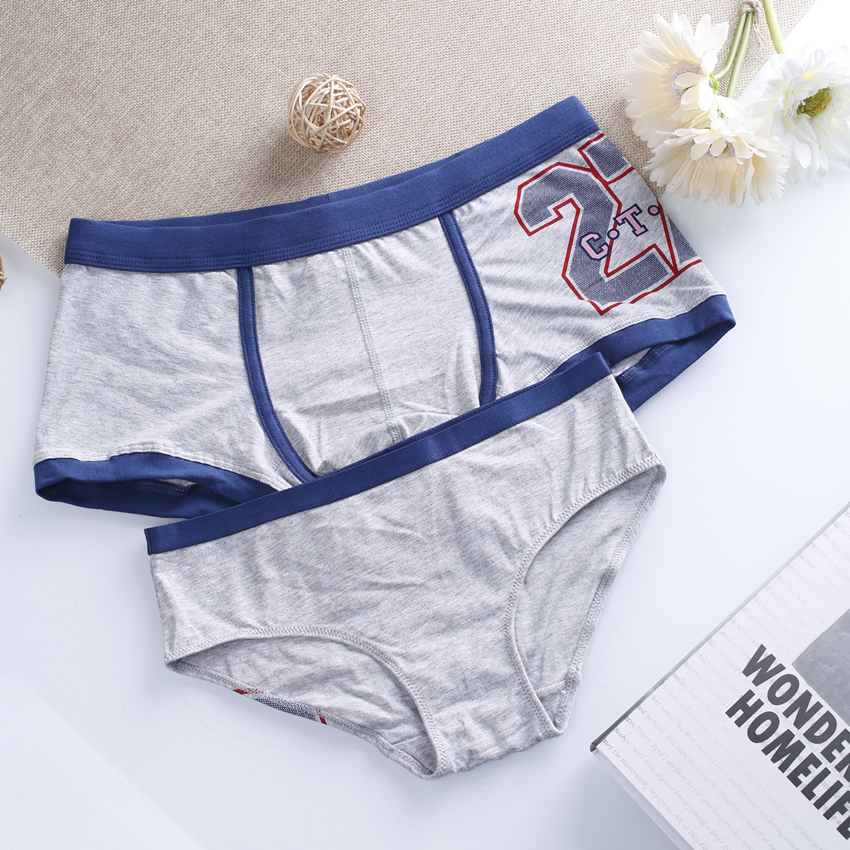 Màu sắc rắn thể thao kỹ thuật số gió ngọt đôi đồ lót cotton quần áo lót
