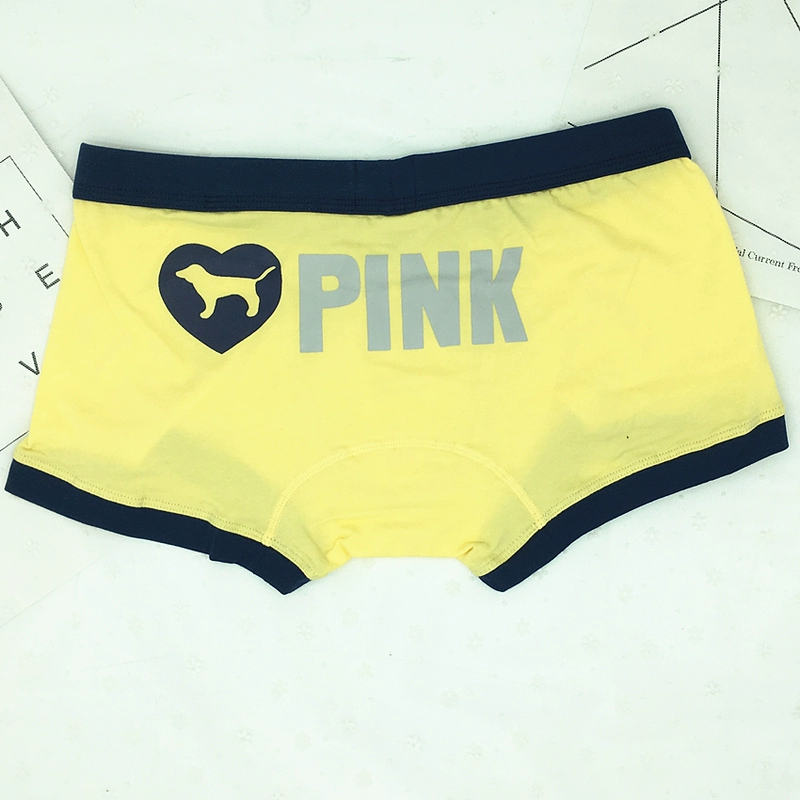 Quà sinh nhật màu hồng mềm mại và thoải mái cotton in eo thấp phim hoạt hình đồ lót cặp đôi đồ lót nam và nữ góc phẳng