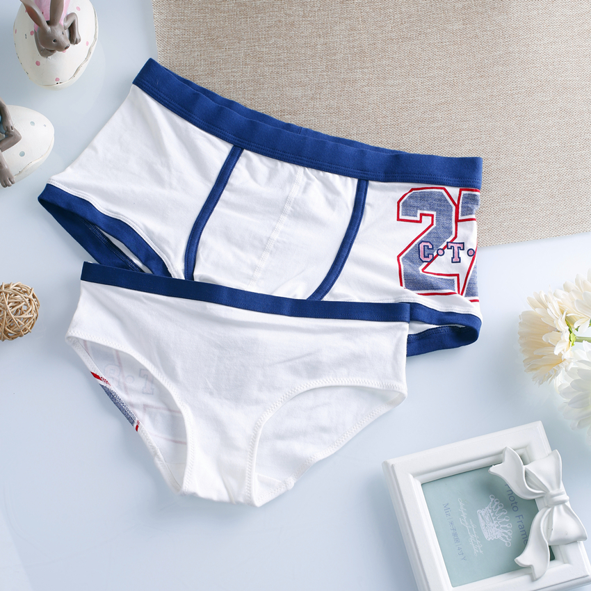 Màu sắc rắn thể thao kỹ thuật số gió ngọt đôi đồ lót cotton quần áo lót