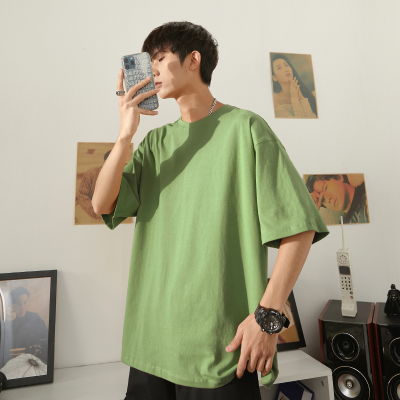 202 Fruit GreenPort style Short sleeve male T-shirt summer Thin easy trend Ice feeling jacket solar system Heavy cotton T-shirt elbow sleeve Compassionate