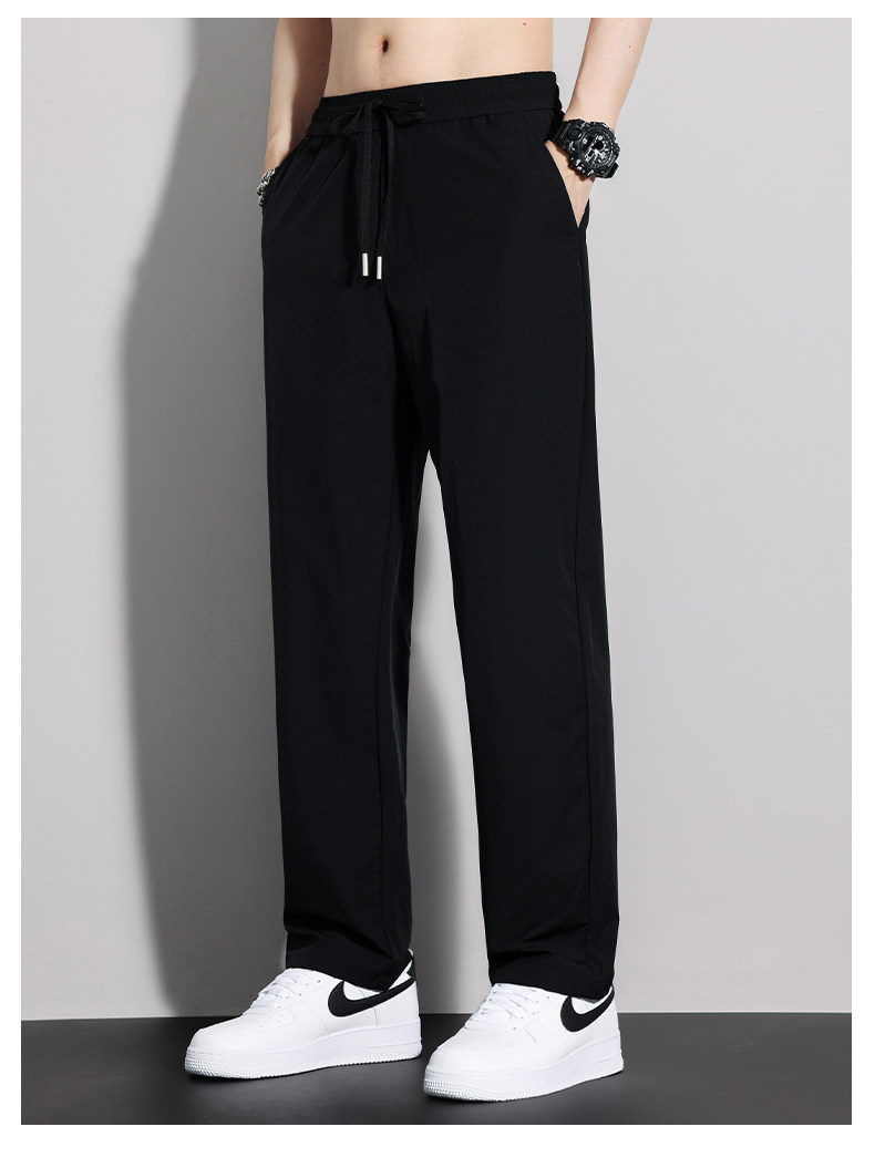 Летние шелковые дышащие быстросохнущие тонкие спортивные штаны, свободный прямой крой, оверсайз 