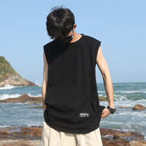 Vest mens summer waistcoat outer wear vest pure cotton loose basketball sleeveless thin sports sleeveless t-shirt mens trend