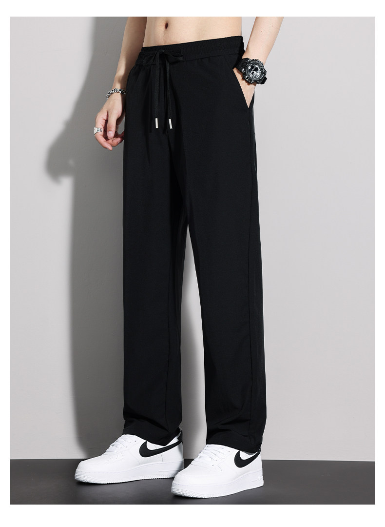 Летние шелковые дышащие быстросохнущие тонкие спортивные штаны, свободный прямой крой, оверсайз 