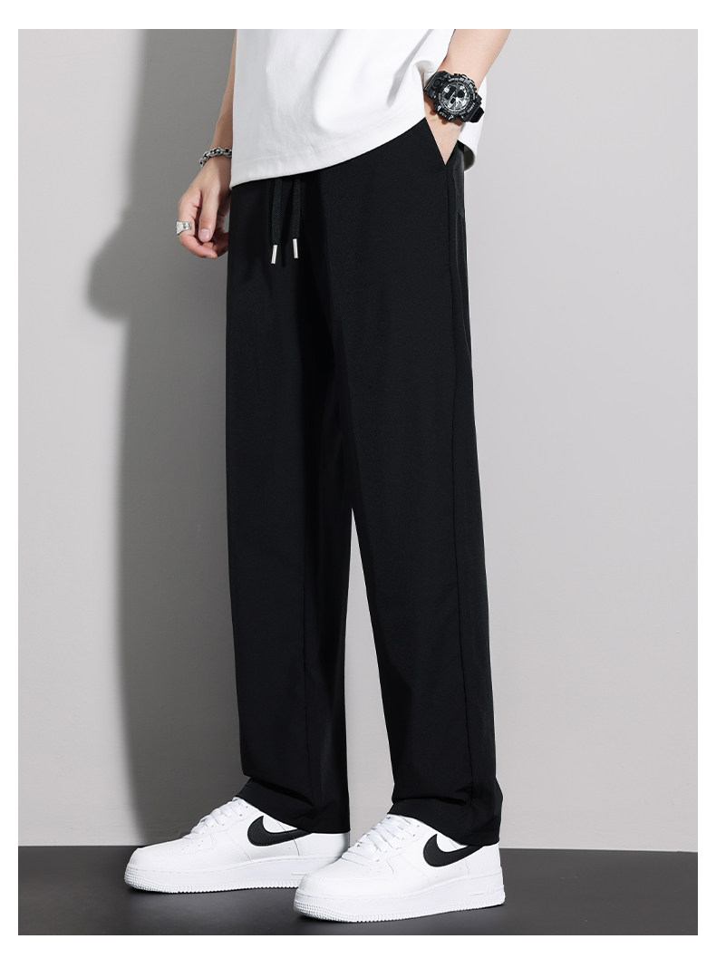 Летние шелковые дышащие быстросохнущие тонкие спортивные штаны, свободный прямой крой, оверсайз 