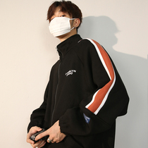 Stand collar sweatshirt mens high collar ins trend loose Hong Kong style boys couple top spring and autumn clothes jacket