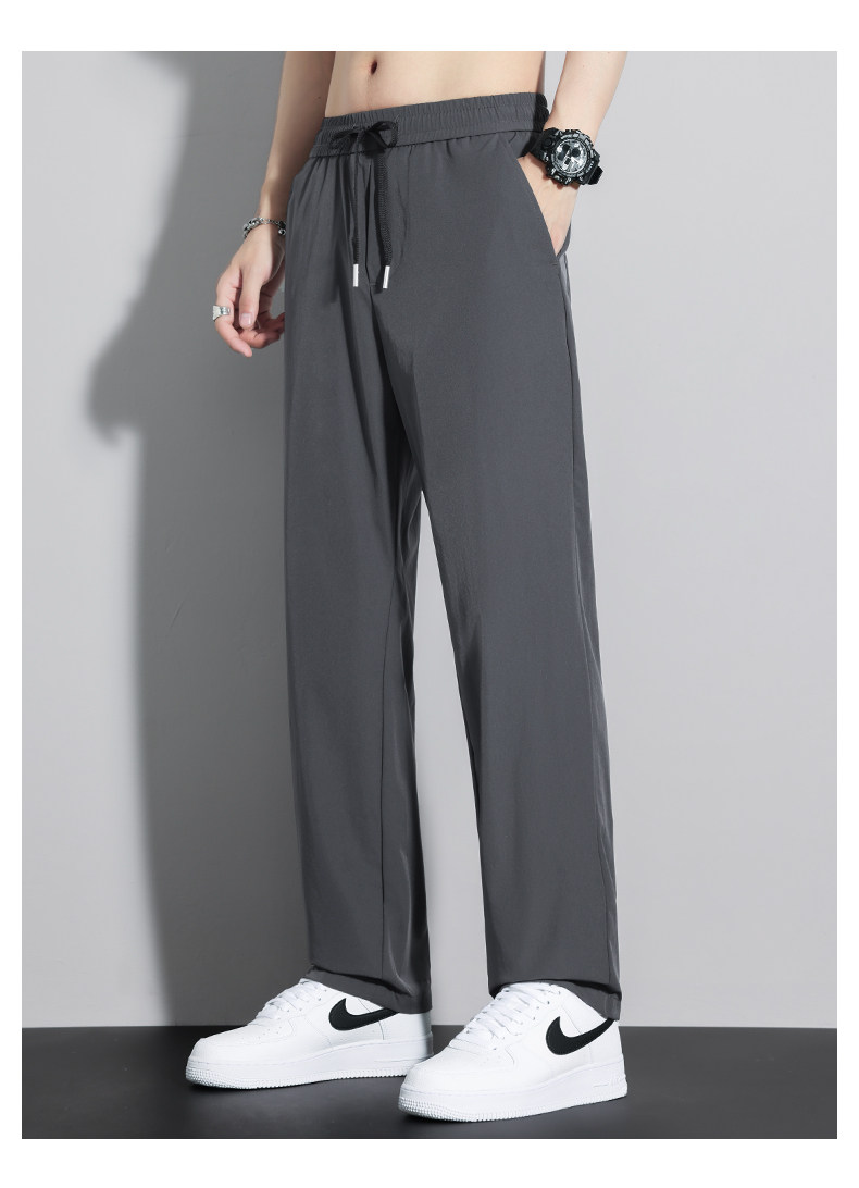 Летние шелковые дышащие быстросохнущие тонкие спортивные штаны, свободный прямой крой, оверсайз 
