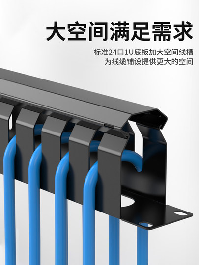 Amp Type Rack-Mounted 12-Position 24-Port Cable Management Rack Cabinet Cable Management Rack Network Cable Organizer Telephone Cable Management Tray