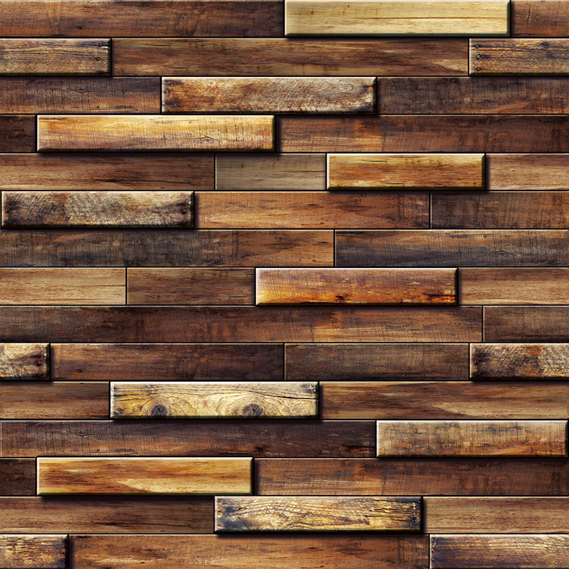 Retro nostalgic 3D simulation wood board wood grain wallpaper Chinese Dining Room restaurant box tea house background wall wallpaper